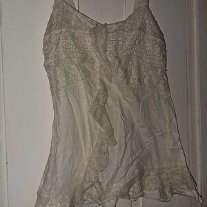 Maurices Cream Lace Trim Blouse